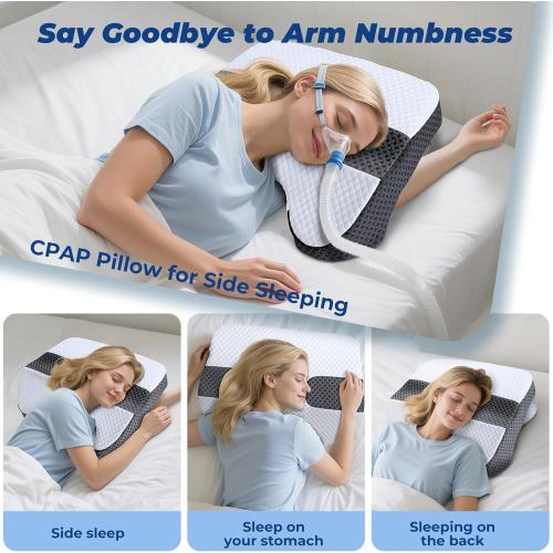 Side Sleeper Pillow with Arm Holes, 2 in 1 Shoulder Relief System for Rotator Cuff Pain, Memory Foam Pillow for Adults with 3 Arm Place Hole - for Side, Back and Stomach, Black
