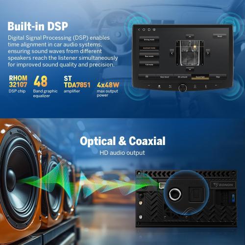 Eonon 6GB 64GB Double Din Car Stereo, 10.1 Inch Wireless CarPlay Android Auto Car Audio Receiver, Android 13 Touchscreen Navigation, Bluetooth, Backup Camera, 4G LTE, DSP -UX6SK-PLUS(UA13SK Upgrade