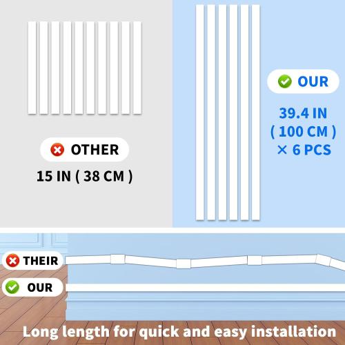 Extra-Long Paintable Cord Cover Hider for Wall Mounted TV - 6x 39.4in TTL 236in