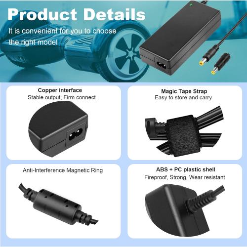 42V 2A Electric Scooter Charger for 36V 10S Lithium-ion Battery