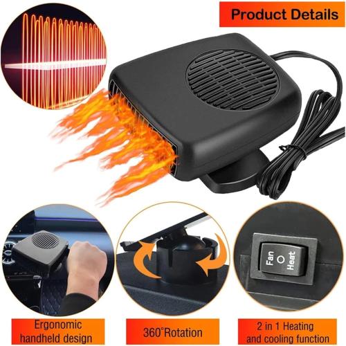 200W Car Heater Windshield 360 Degree Rotationdc Electrically Air Fan ABS Plug Portable Auto Electric