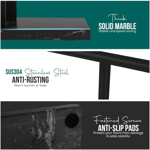 Free Standing Towel Rack for Bathroom - Matte Black Finish - Stand Alone 2 Tier Stainless Steel Towel Rack for Bathroom Floor with Heavy Marble Base - Double T Shape Drying Stand for Towels