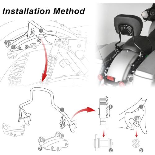 Detachable Upright Passenger Backrest Sissy Bar With Backrest Pad Compatible With for 2009-2025 Harley Touring Street Glide Road King Electra Glide Road Glide FLHR FLHX FLHT FLTR,Black