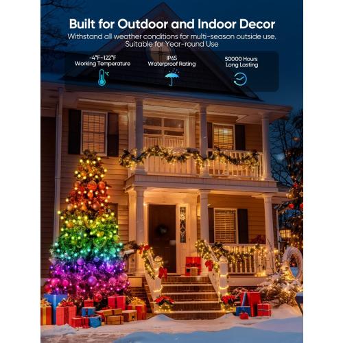 APPECK Christmas String Lights,134 FT 400 LED Outdoor String Lights, 111 Scene Modes Smart RGBW Color Changing Fairy Lights with App Controlled, Decorations String Light for Indoor, Outdoor Tree Decor