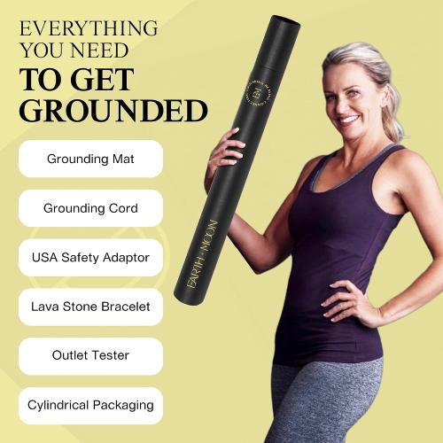 Earth and Moon Grounding Mat for Bed 24x35in - Full Body Grounding Pad and Mattress Cover for Pain, Inflammation and Restful Sleep, Includes 15 Feet Cord and Outlet Tester for Safe Use