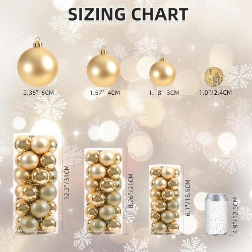 24ct Gold Christmas Ball - 1.18 Inch Shatterproof Christmas Tree Decoration Ornaments Hanging Ball for Xmas Tree, Holiday, Wedding, Party
