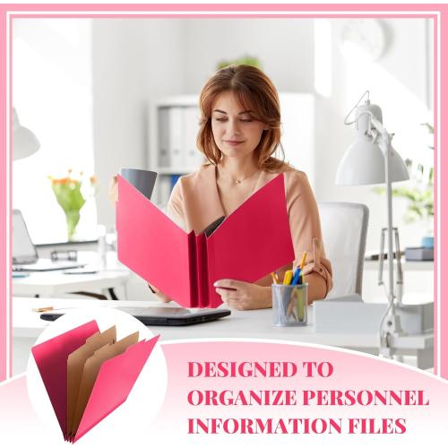 Skyygemm 12 Pcs Classification Folders Letter Size Bulk - 2 Dividers Pressboard File Folder with 3. 5 Inch Expansion, 2 Prongs Fastener, Heavy Duty Office File Organizer for Teacher Medical (Hot Pink)