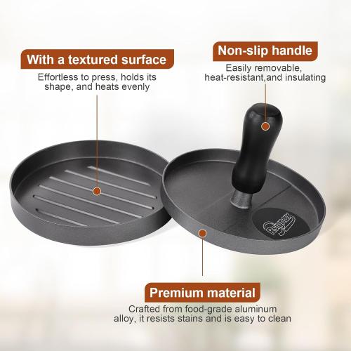 Burger Press Patty Maker, Non-Stick Aluminum Hamburger Mold with 100 Patty Papers for Kitchen Grill BBQ Camping