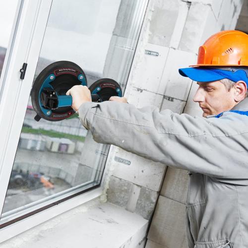 2 Pack Glass suction cups, 8 Heavy Duty Vacuum Suction Cup with Metal Handle, Hand-held Glass Lifter for Glass, Granite, Window, 480lbs Load Capacity W/Free Carrying Case