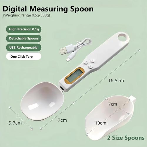Digital Measuring Spoon Electronic Scale Spoon Weighing for Food Coffee Powder Tea Ingredients Spice Kitchen Gram Measuring Spoons High Precision 0.1g