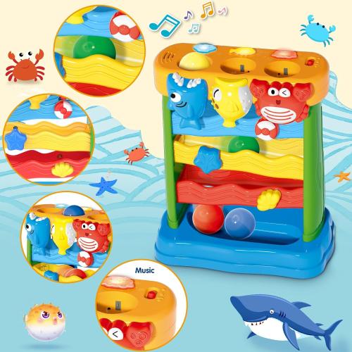 Toys for 1 2 3 Years Old Boys & Girls, Toddler Musical Toy for 6-12-18-24 Months, Interactive Montessori Toys with Light & Sound,Christmas Birthday Gifts for Baby Age 1-2 Years Old