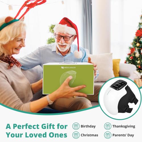 Medcursor Knee Massager, Cordless Heated Knee Massager with 3 Heating Levels, 3 Vibration Modes, LED Screen & Adjustable Straps, Massage with Heat for Relief, Ideal Gift for Men, Women