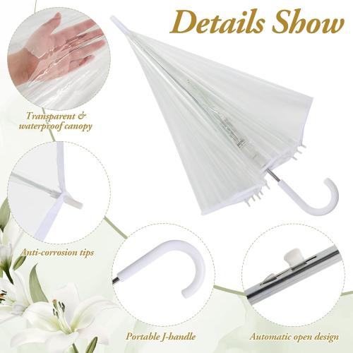 Aodaer 30 Pcs Clear Wedding Umbrellas Bulk, 36 Inch Transparent Bubble Umbrella with Storage Box Large Dome Windproof Stick Umbrellas for Rain Wedding Bridal Party Supplies Photography Props