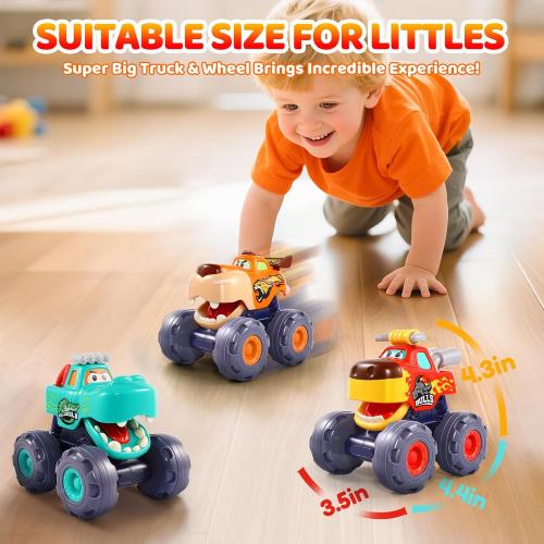 Car Toys for 1 Year Old Boy Gifts, Pull Back Monster Truck Toy Cars for Toddlers 1-3, 1 2 3 One Year Old Boy Birthday Gift 1st Vehicles Kids Stocking Stuffers Toddler Baby Boys Toys 12-18 Months