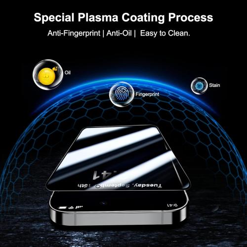 QHOHQ for iPhone 16 Pro Max Privacy Screen Protector   Camera Lens Protector, [Military Grade Shatterproof], Top 9H  Anti Spy Glass, Full Edge Coverage, Ultra Durable,with Installation Tool [3 3 Pack]