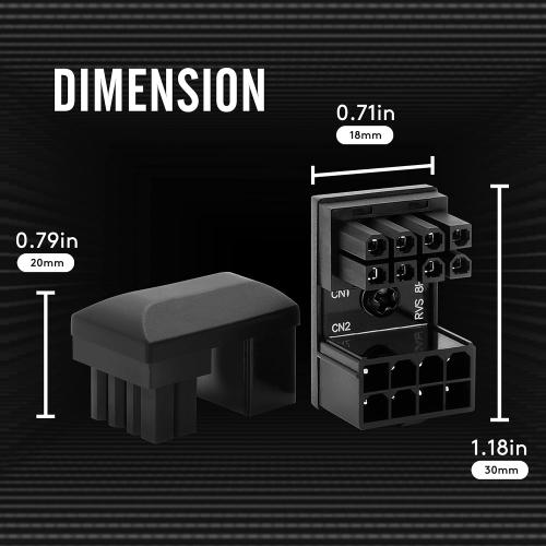 EZDIY-FAB GPU VGA PCIe 8 Pin U Turn 180 Degree Angle Connector Power Adapter Board for Desktop Graphics Card-Reverse Type 3-Pack