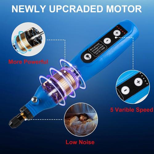 Cordless Rotary Tool, Mini Power Rotary Kit with 75 Accessories, 5 Variable Speed & 3.7v Type-C Charging Engraving Rotary Tool for Engraving, Sanding, Polishing, Drilling, Grinding, DIY Crafts