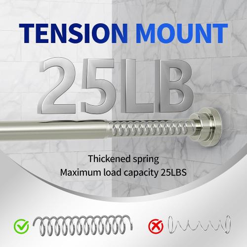Mcrbeay Shower Curtain Rod, 1 Diameter Heavy Duty Tension Shower Rod