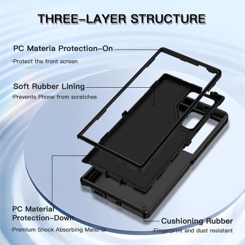 for Samsung Galaxy S25 Ultra Case Heavy Duty Protective Shockproof Dropproof 3-Layer Full Body Protection [Without Screen Protector] Tough Rugged Case for Galaxy S25 Ultra,Black