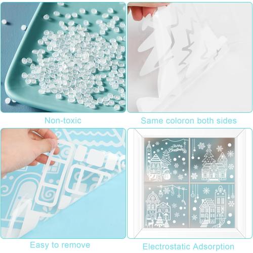 Large Christmas Window Clings, Xmas Window Stickers White House Snowflakes Reindeer Decals for Winter Glass Christmas Window Decoration