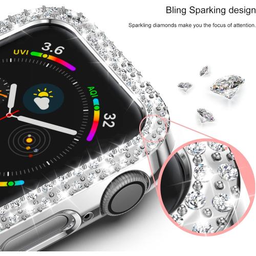 Rc-Z Apple Watch Series 9/8/7 41mm Bumper Bling Case, 12-Pack Women Glitter Diamond Rhinestone Protector Frame for iPhone Watch iWatch Accessories