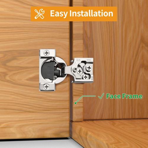 Chibery 50 Pack 1/2 Overlay 3D Soft Close Concealed Hinge for Face Frame Door, Smooth Slow Self Closing Hinges, Satin Nickel, Hidden 105° Open Angle Stainless Steel Hinge for Kitchen Cabinet Door