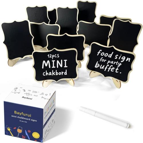 3 pcs Mini Chalkboard Signs with Stand,Food Labels for Party Buffet, Food Tag/Name Card for Wedding Table, Name Tag Drink Labels Taco/Candy Bar/Bake Sale Food Sign, Catering Supplies Buffet Display