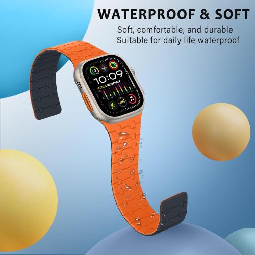 Compatible with Apple Watch Band 49mm 46mm 45mm 44mm 42mm 41mm 40mm 38mm, Silicone Magnetic Adjustable Loop Strap for iWatch Ultra 3/2/1 SE3 Series 11 10 9 8 7 6-1 (49/46/45/44/42, OR Midnight)