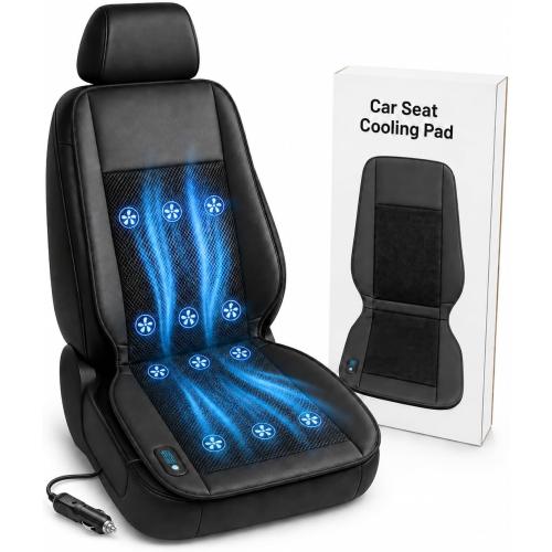 Cooling Car Seat Cover – Ventilated Car Seat Cooler with 10 Turbo Fans & Wired Remote, 3-Speed Cooling Seat Cushion, Universal Fit Car SUV Truck, Breathable 3D Mesh Leather