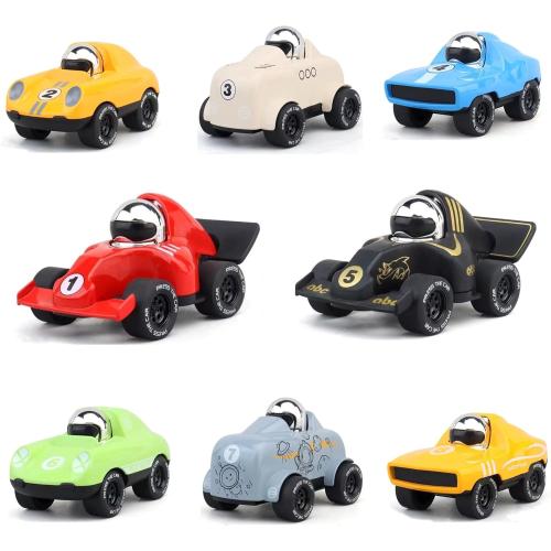8-Pack Alloy Press to Go Toy Cars, Die-cast Collectible Model Race Cars, Birthday Christmas Holiday Party Gift for Kids 3 , Adults, and Collectors, Multi-Color (Cars #1 to #8)
