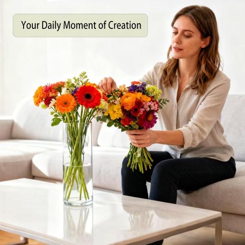 48-Pack Clear Glass Cylinder Vases, 4 Sizes (4/6/8/10 Inch) - Hurricane Floating Candle Holders & Flower Vases for Wedding, Table Centerpiece, Home Décor