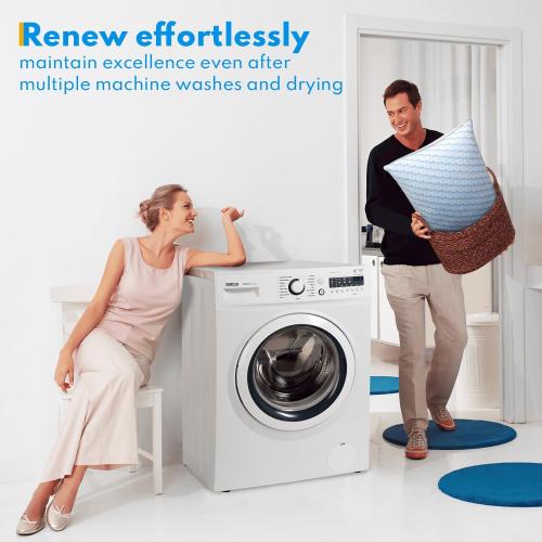 Bed Pillows Queen Size for Sleeping - Cooling Down Alternative Breathable Soft Pillows Set of 2 for Side, Back, and Stomach Sleepers - Hotel Quality Fluffy Microfiber Fill Skin-Friendly