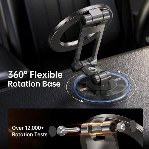 Syncwire Fits MagSafe Car Mount for Car Dash&Tesla Screen[All-Metal] Magnetic Phone Holder, [Flexible Three-axis]360° Rotation Car Mount Strong Magnets Car Phone Holder for iPhone 17 16 15 14 Pro Max