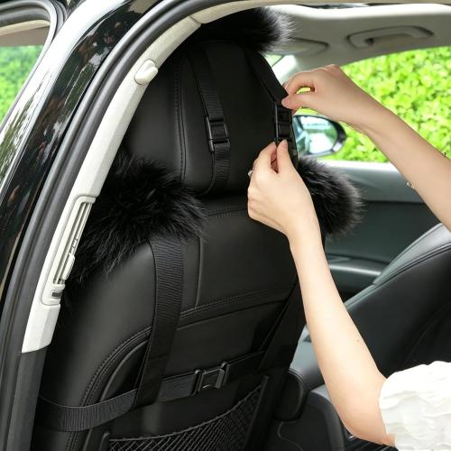 Black Fluffy Sheepskin Car Seat Cover for Soft Fur Pet Cushion Pad | Luxurious Fuzzy Long Wool Car Seat Cushions Comfortable Surface for Pets Long Trips All Seasons Gift Soft Universal Auto Pad