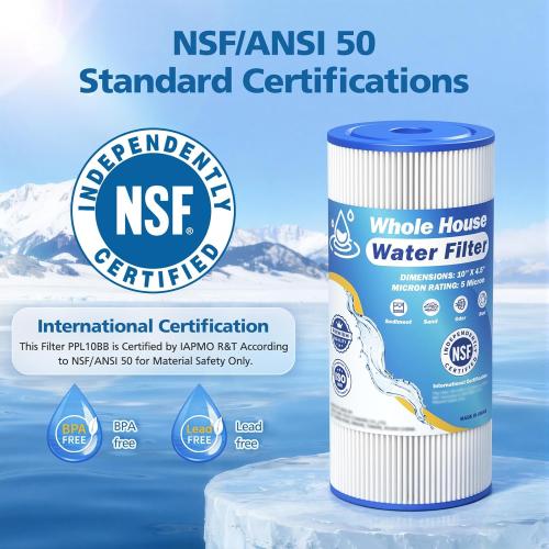 5 Micron 10 x 4.5 Whole House Water Filter Compatible with GE FXHSC, GXWH40L, Plumber W50PEHD, Culligan R50-BBSA, Pentek R50-BB, W10-PR, DuPont WFHDC3001, W50PEHD, High Flow Sediment Filters, 4 Pack