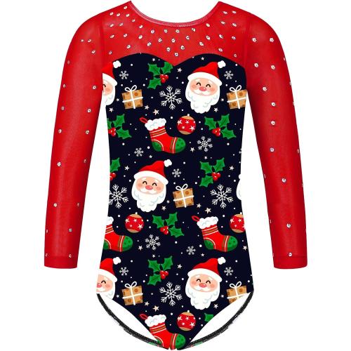 TFJH E Kids 3/4 Sleeve Girls' One Piece Sparkly Gymnastics Leotard Practice Outfits