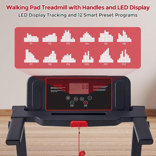 MCRG Walking Pad with Handle Bar, 3.5HP Electric Running Walking Pad Treadmill with Handles, 0.6-10.0MPH Portable Small Treadmill with Handle Bar for Home Small, 400 LBS Capacity