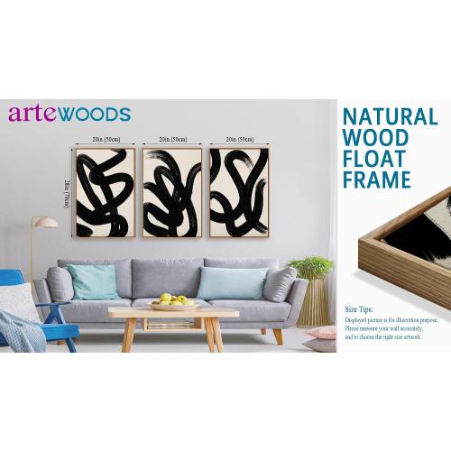 Framed Wall Art Canvas Set Abstract Lines Pictures Modern Mid Century Boho Wall Decor Minimalist Abstract Black Stroke Lines Canvas Painting Artwork Living Room Bedroom Home Office 20x28x3 Natural