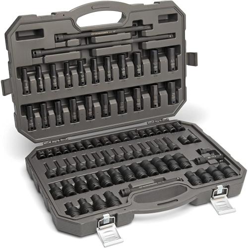 GEARWRENCH 65 Piece 1/2 Drive Standard & Deep SAE/MM Impact Socket Set - 89095