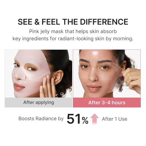 medicube Jelly Gel Mask with Salmon DNA PDRN Pink Collagen | Overnight Face Mask for Glass Glow Skin | Elasticity, Hydrating, Firming and Moisturizing | Korean Skincare, 28g x 4ea