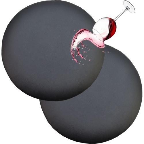 HFCNMY Stool Covers Round, 2 Pack Waterproof PU Round Bar Stool Covers with Elastic Bands Bar Chair Covers Bar Stool Seat Covers Washable Stool Cushion Slipcover for 11-12 Inch Chair(Black)