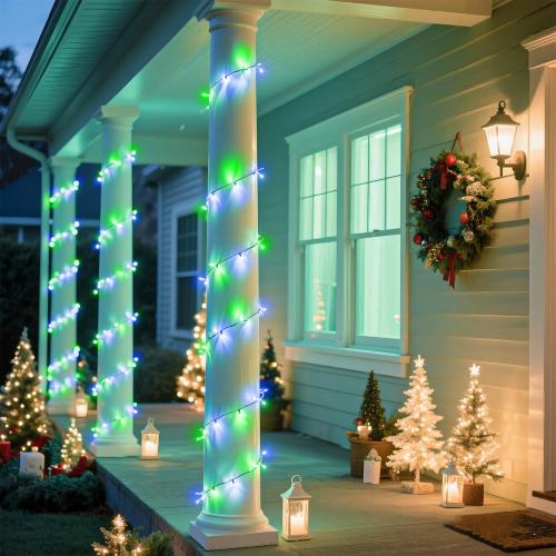 300 LED Christmas Lights Outdoor 100FT Connectable String Lights Indoor 8 Modes Clear Wire Plug in Waterproof Twinkle Fairy Lights for Bedroom Christmas Tree Party Decorations, Blue&Green