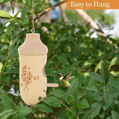 Hummingbird House - Natural Wooden Hummingbird Houses for Outside Hanging, Gardening Gifts for Women, Bird Lovers 3 Packs