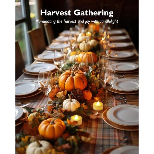 Homemory 24-Pack Flameless LED Tea Lights Candles Battery Operated, 200 Hour Fake Electric Candles TeaLights for Votive, Halloween, Ofrenda, Diya, Wedding Centerpiece Table Decor, Funeral, Christmas