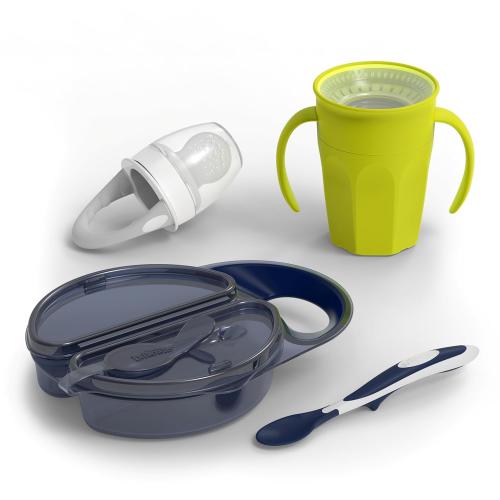 Dr. Brown's Toddler Feeding Starter Set, Travel Bundle with Cheers360 Spoutless Training Cup with Handles, 6m , 4 Piece