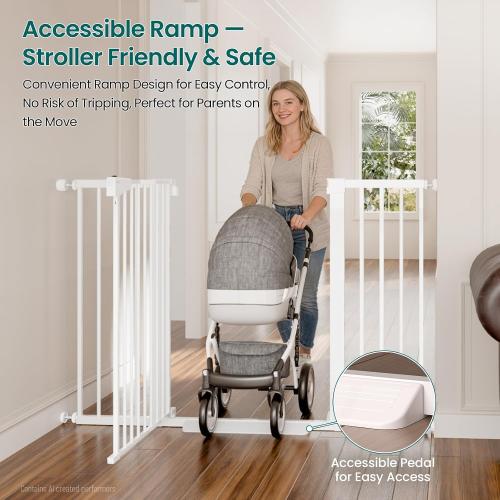 Cumbor 36 Extra Tall Baby Gate, 30-54 Wide Dog Gates for Large Dogs | Dual Lock & Auto Close Pet Gates for Stairs, Doorways & Hallways, Pressure Mounted Safety Proofing for Babies & Pets, White