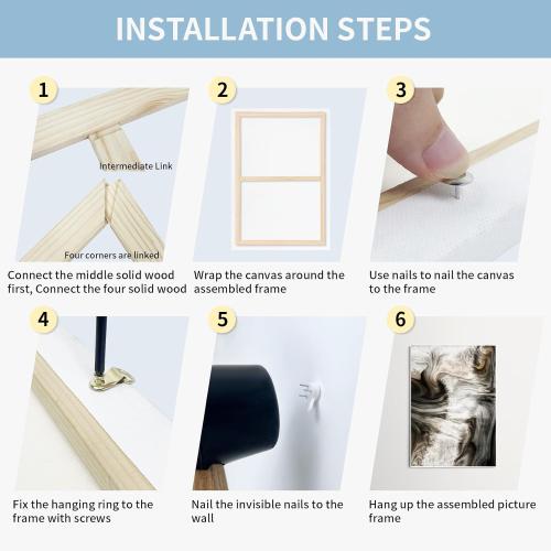 Falling in Art DIY Canvas Stretcher Bars, 24 x 36 Canvas Framing Kit, Wood Stretcher Frames for Oil Paintings, Paint by Numbers, and Posters