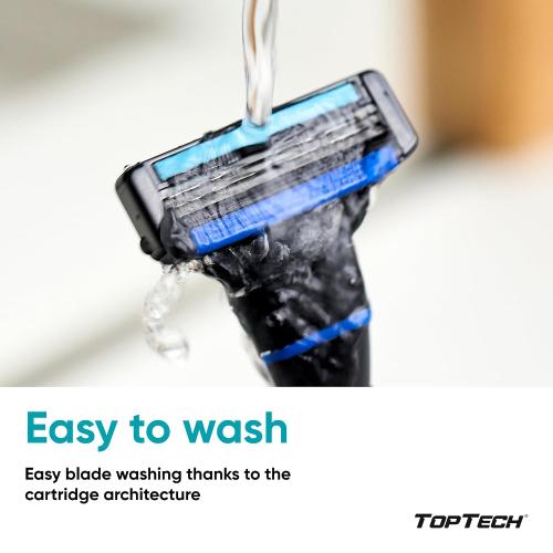 Razor 3 for Men - Replaceable Cartridges for Manual Shaving Razor - 3-Blade Technology Refills - Fits Gillette Mach3 - Soft Shave Sharp Blades - Cost-effective Refill (12 refills)