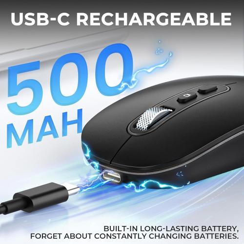 RaceGT USB C Wireless Mouse, Rechargeable Dual-Mode Mouse(Type-c and Bluetooth), Silent Bluetooth Mice for MacBook Air/Pro, Slim Portable Travel Mice for iPad Mac Laptop PC Computer