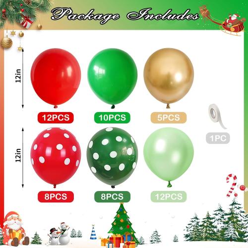 Red Green Gold Balloons 55 Pcs Xmas Balloon Red Pearl Light Green Golden Latex Party Balloons Polka Dot Balloon for Merry Christmas Ugly Sweater Friendsmas New Year Holiday Birthday Party Decor